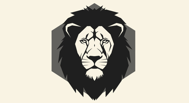 Majestic Lion Head Logo Design with Hexagonal Background.