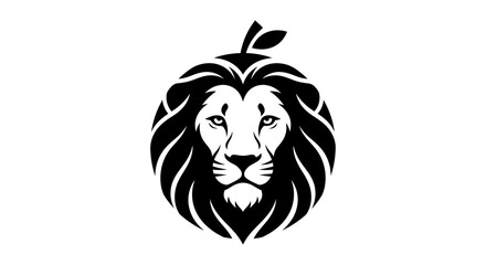 Obraz premium Majestic Lion Head Logo with Leaf Accent.