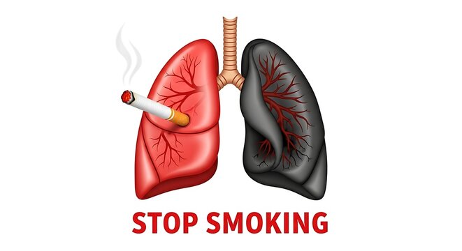 Visual comparison showing the health effects of smoking on lungs