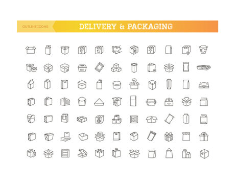 Packaging Icons Set Line Icons