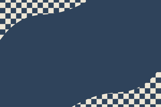 紺と生成りの斜め市松模様フレーム背景 和風のコピースペース付き素材