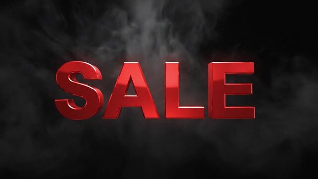  Business offer advertisement template. Video text transition animation with alpha channel. Sale word appears and vanish with smoke effect. Design element for banner, ad