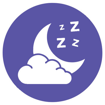 Sleepy night scene with crescent moon and clouds, zzz