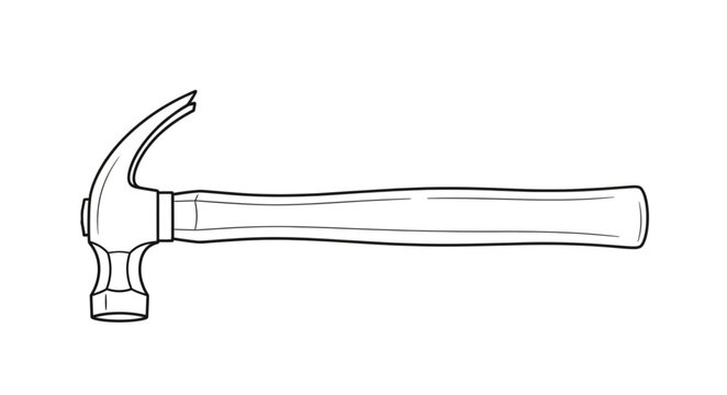 Hammer with wooden handle closeup 1.