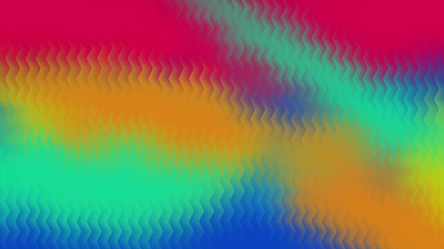 3D cyclic animation, Minimalist glossy zigzag waves transforming over a colorful background