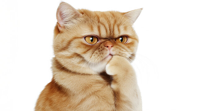 Thinking meme cat with copy space on white background cat_background_250 left
