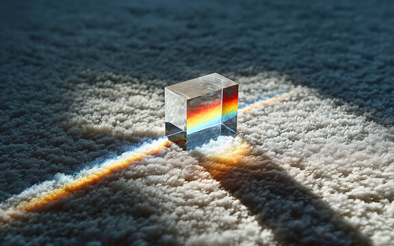 Light Passing Through a Prism Creating a Spectrum, Innovation, and a Breakthrough Idea Concept