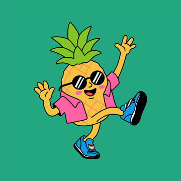 Funny Pineapple Mascot in Sunglasses Summer Vibes