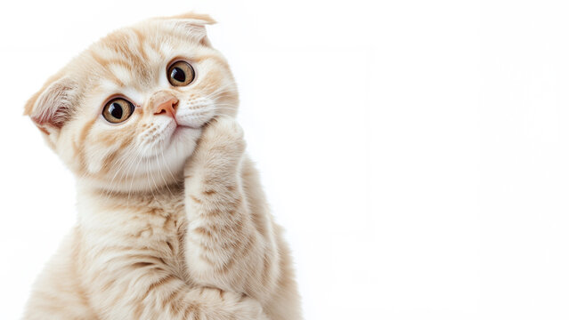 Thinking meme cat with copy space on white background cat-meme_1461 left