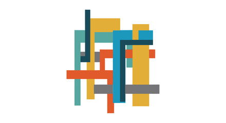 Fototapeta premium Geometric abstract pattern with colorful intersecting rectangles