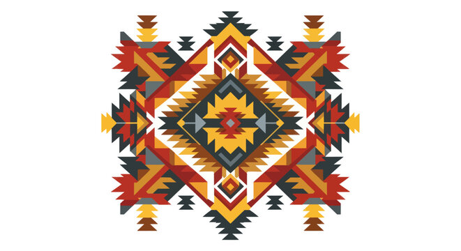 Colorful geometric tribal pattern with indigenous design elements.