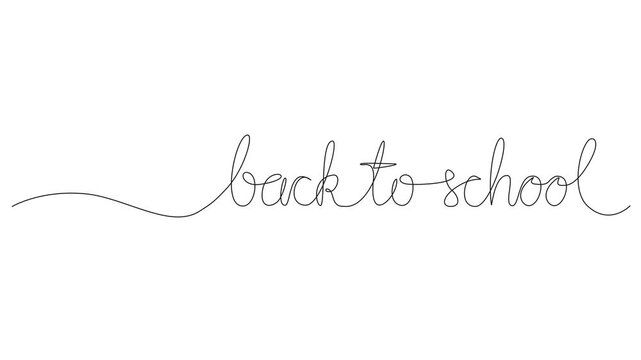 animated handwritten words back to school, continuous line drawing, line art animation