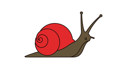 Cute cartoon snail with a red shell isolated on white background © mboku