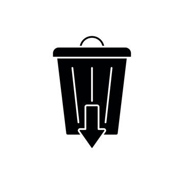 icon a waste reduction with a trash bin and downward arrow symbol, isolated against a clean background