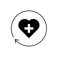 Obraz premium icon a recovery with medical heart plus and circular refresh arrows, isolated against a clean background.