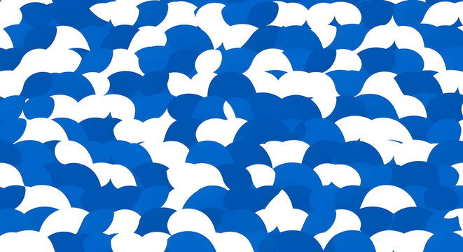 Blue and white fish school pattern.
