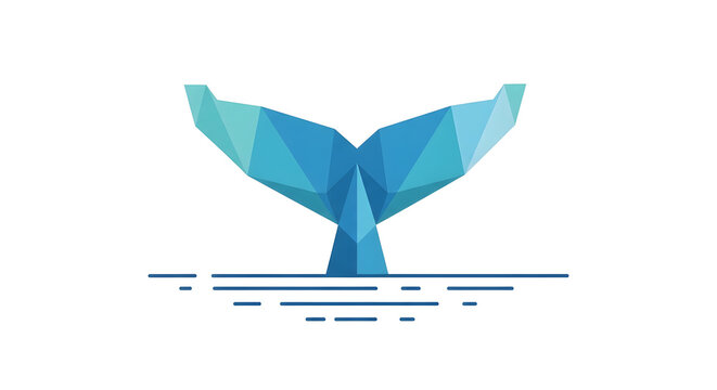 Blue whale tail polygon art.