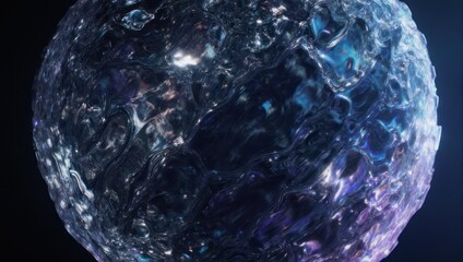 Obraz premium Abstract Ice Sphere with Intricate Surface Details and Dark Background.