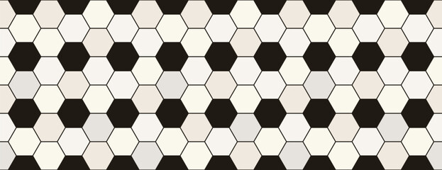 Vintage soccer ball vector seamless pattern, football geometric texture with hexagons for sport backgrounds © dollitude