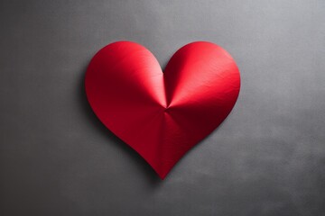 Fototapeta premium Red metallic texture heart symbol centered on a dark grey background