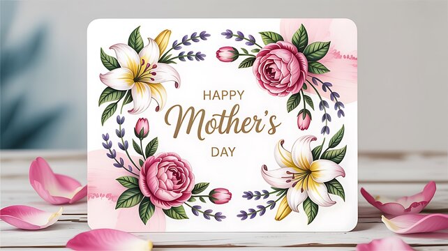 Mother's Day card with floral design and 'Happy Mother's Day' text