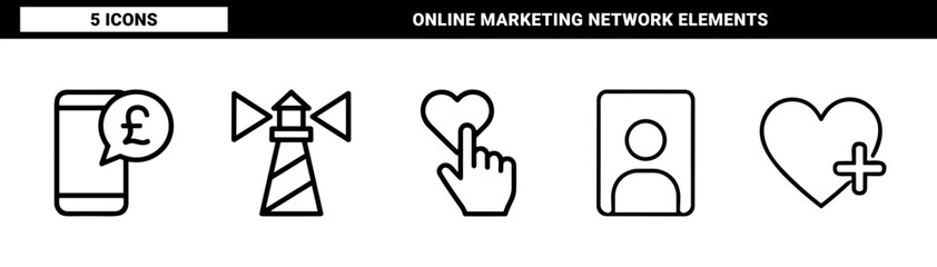 Obraz premium Minimalist social media marketing line icon set for digital communication
