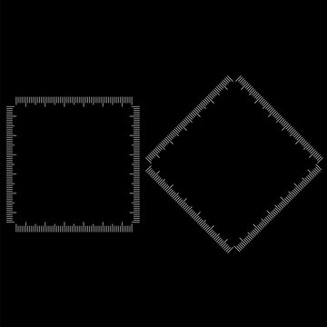 frame of square and diamond ruller.blank, empty for design and text. Copy space