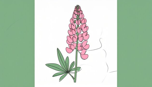 Minimalist pink sainfoin flower vector illustration on soft green gradient background