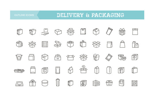 Packaging Icons Set Line Icons