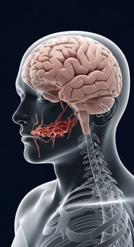 Human Brain Anatomy - Detailed Medical Illustration of the Nervous System.