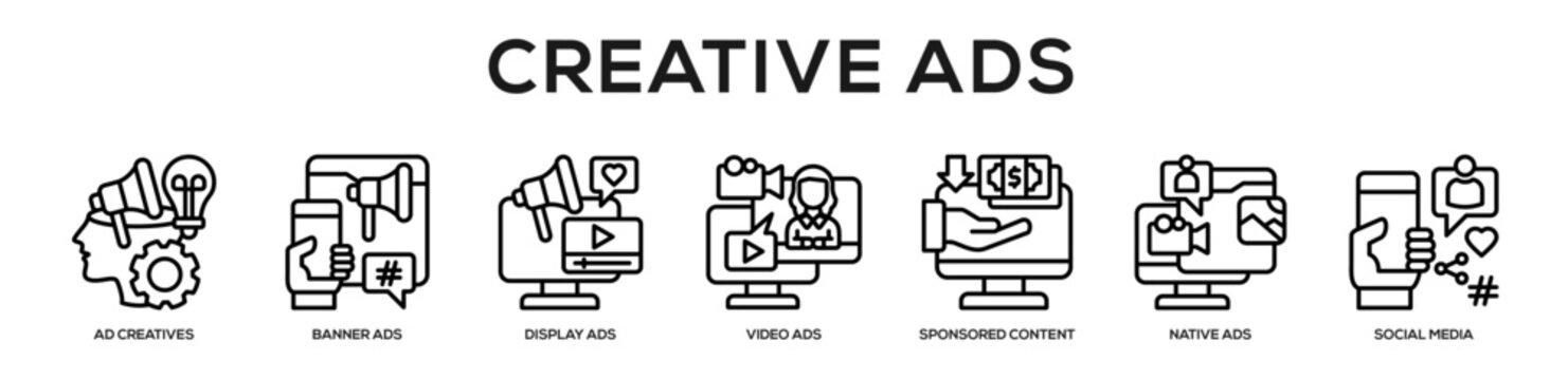 Creative Ads web banner icon illustration concept