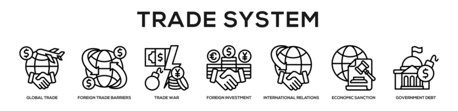Trade System web banner icon illustration concept