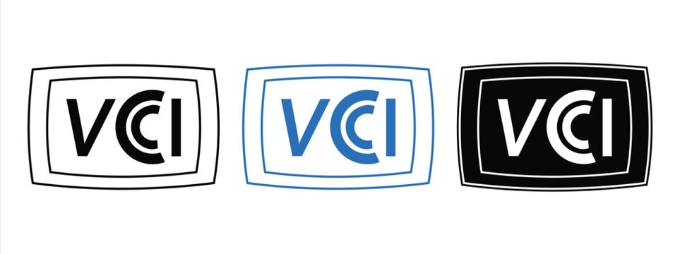 set of VCCI symbols, Japanese electromagnetic compatibility (EMC) certification icon, laboratory test vector, can be edited with a white background, eps 10