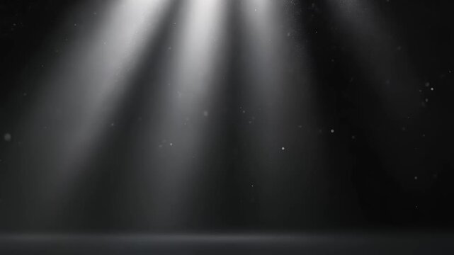 White Volumetric Light Rays with Dust Particles on Black Background
