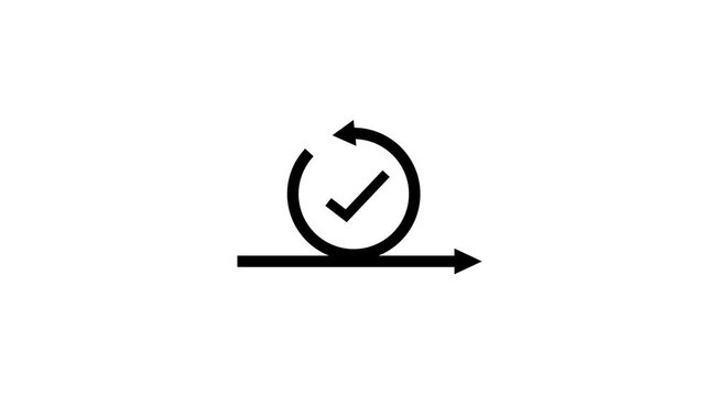 circular arrow check icon animation, on a white background, with 4k video animation.