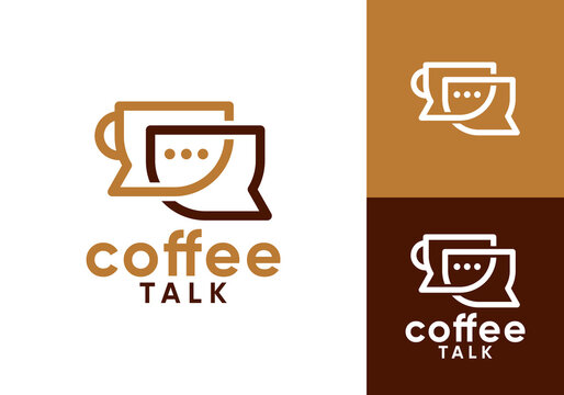 coffee talk line art logo design concept