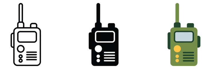 Fototapeta premium Walkie Talkie icon, editable vector graphic featuring two-way radio, representing communication devices, teamwork, and connectivity for professional, security, and outdoor activity design projects.