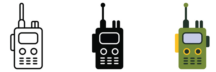 Fototapeta premium Walkie Talkie icon, editable vector graphic featuring two-way radio, representing communication devices, teamwork, and connectivity for professional, security, and outdoor activity design projects.