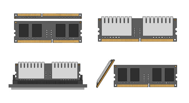 A vector graphic illustration of computer RAM modules in a modern flat design style