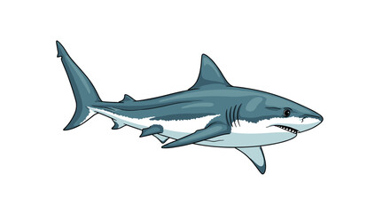 Fototapeta premium A vector graphic illustration of a shark swimming in water with a minimalist design