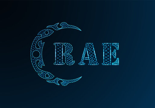 Low poly letter logo RAE design. RAE letter logo low poly vector design on blue color gradient background. RAE logo low poly design