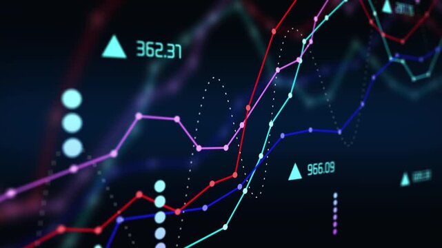 Graph line chart with rise stock candle trend, invest in business financial and success, digital indicator price analysis statistic concept