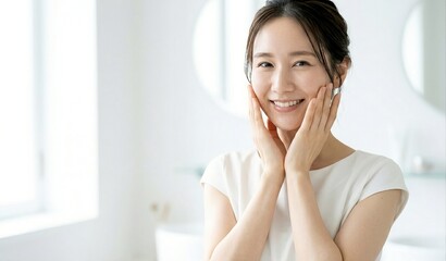 Fototapeta premium 若い日本人女性 （スキンケア・美容） 