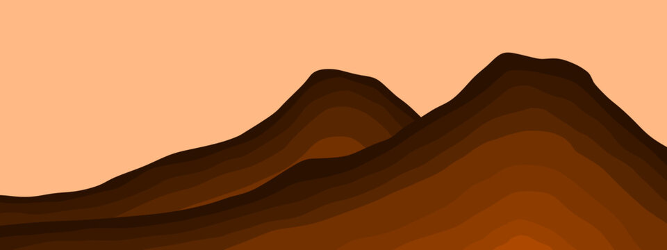 Layered mountain. Gradient sedimentary rock landscape