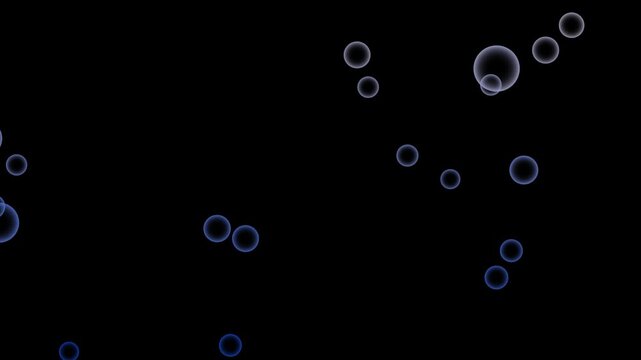 Glowing Blue Bubbles Floating on Black Background