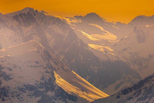 Golden hour at the Arlsberg Mountainpass - Austriean Alps, Vorarlberg, Austria