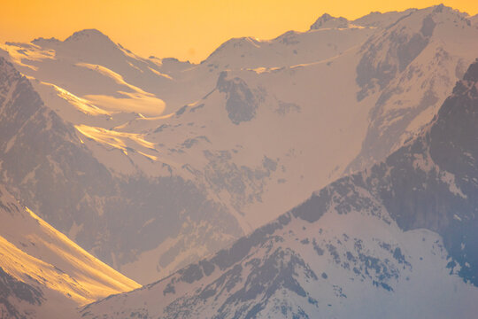 Golden hour at the Arlsberg Mountainpass - Austriean Alps, Vorarlberg, Austria