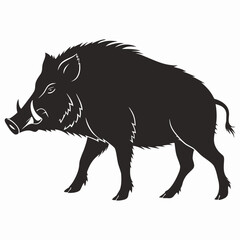 Fototapeta premium Black boar, wild pig, animal silhouette, vector illustration, wildlife icon