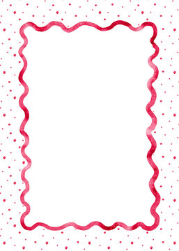 Red wavy frame with dotted background.