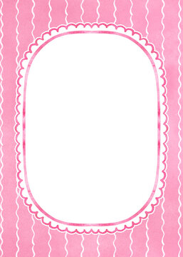 Pink Oval Frame with Wavy